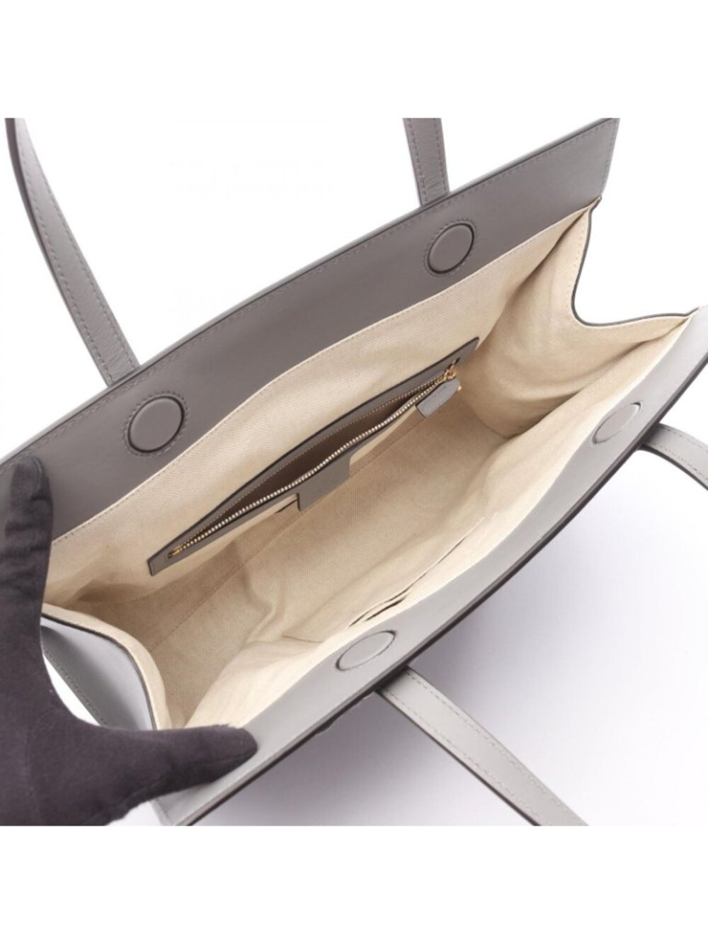 Gucci Tote GG Ribbon Gray Leather - Picture 3 of 9